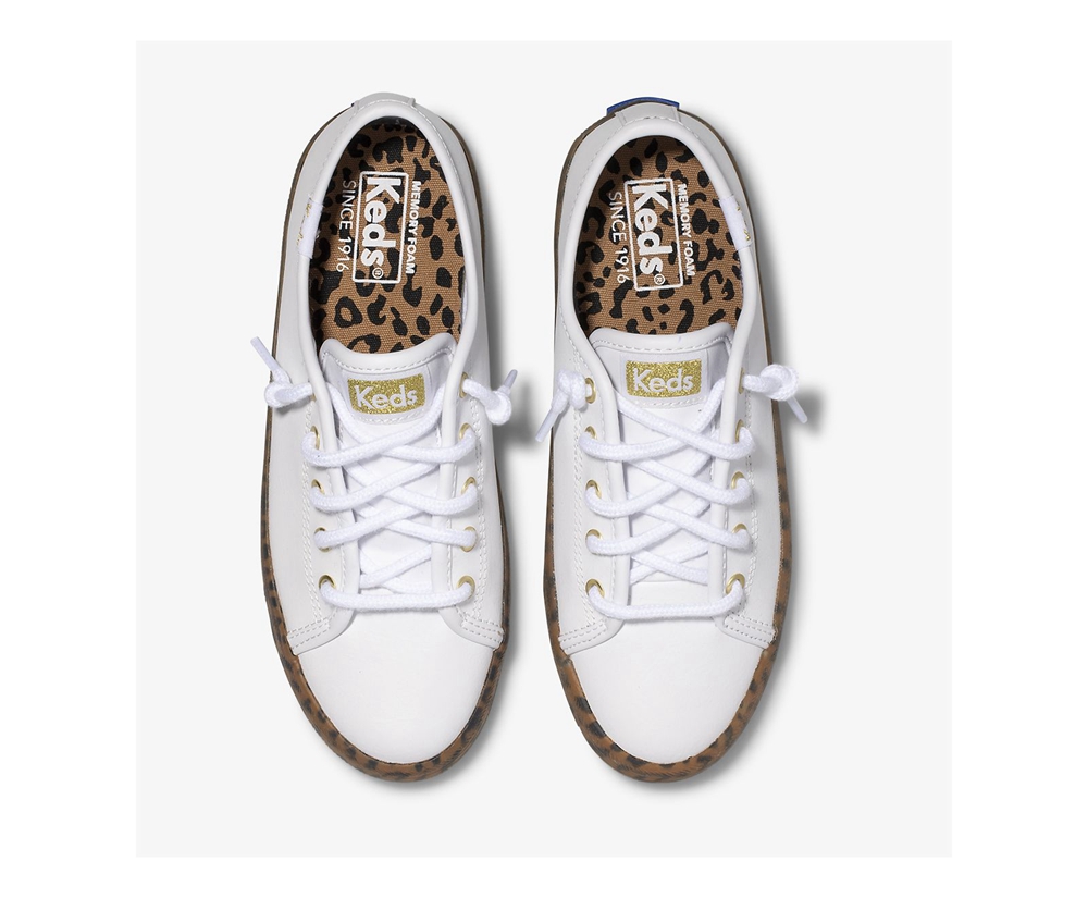 Basket Keds Enfant Blanche - Kickstart Leopard Foxing - 806-DFZKAT